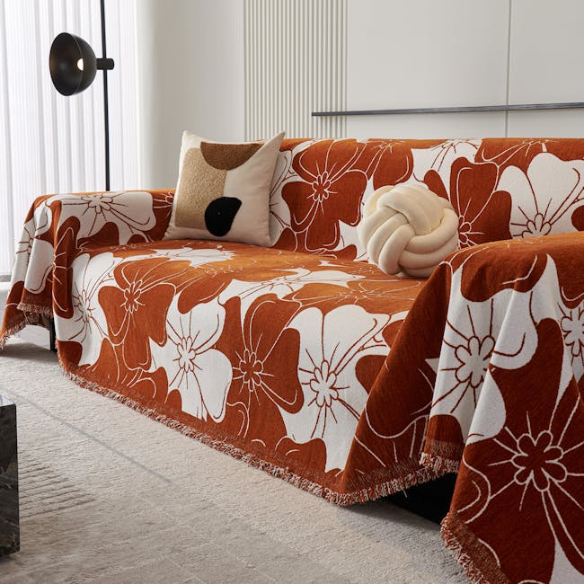 Sofa with knit throw